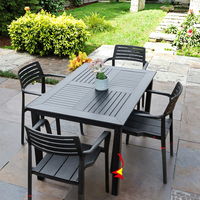 Ensemble de table et chaises de salle à manger d'extérieur moderne en métal et bois pour patio, café, balcon, jardin, terrasse, loisirs en plein air