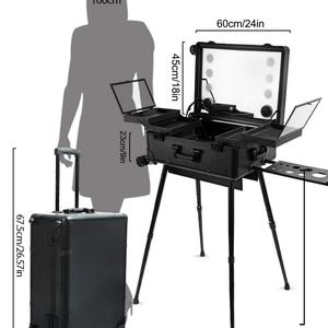 LE Rolling <b>Makeup</b> Station Case With <b>Lighted</b> <b>Mirror</b> 24 Inch Large Make <b>up</b> Cosmetic Box Travel Case With Blue Tooth - Product Image 4