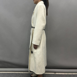 2025 dame nouvelle mode longue laine pardessus revers couleur unie haute qualité hiver femmes cachemire laine manteau avec <span class=keywords><strong>ceinture</strong></span> en cuir - Product Image 3