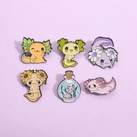 Broche Axolotl Antique Adorable, Épingle Salamandre Mignonne avec Branchies, Modèle en Métal Zinc Plaqué pour Souvenirs