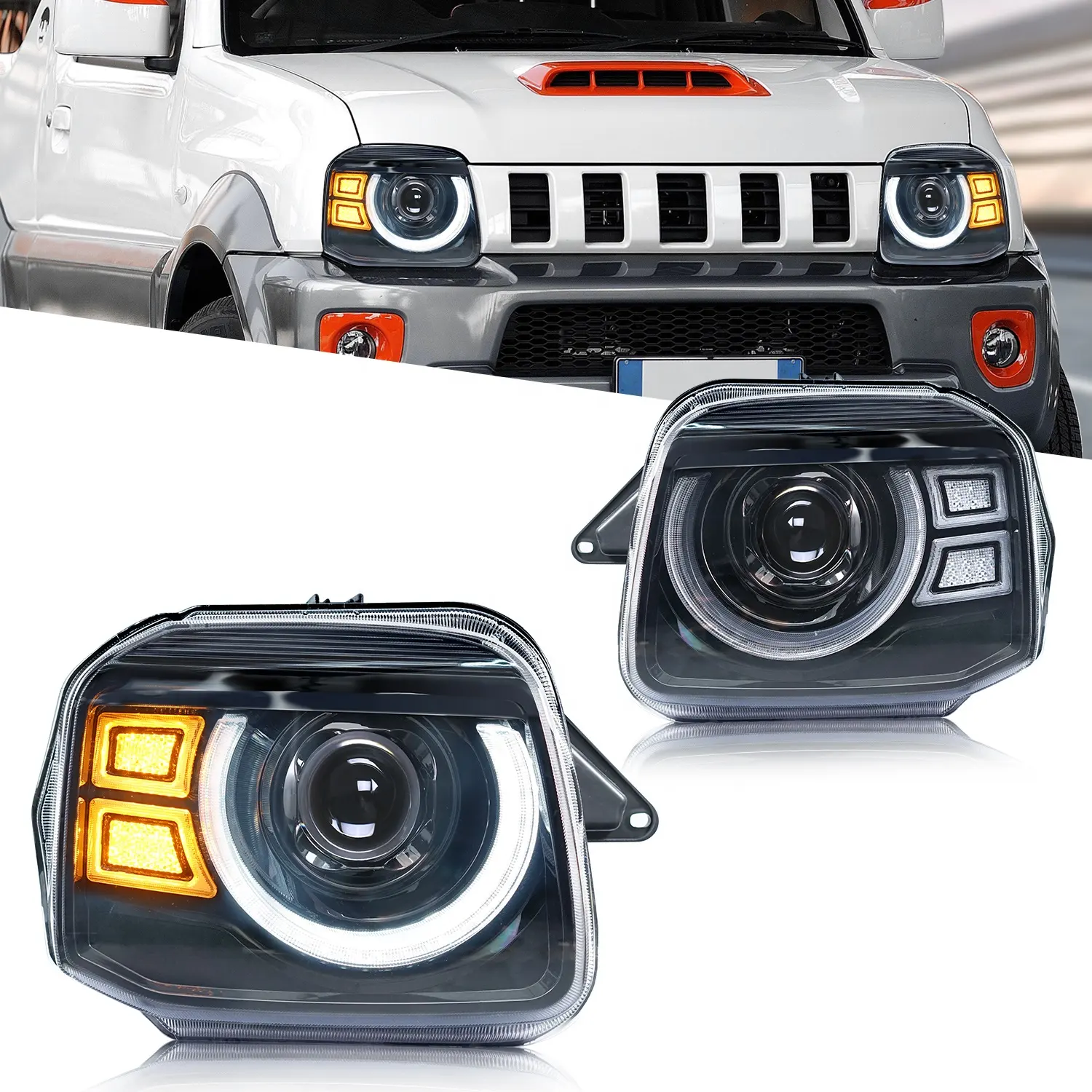 Faros arcaicos para Suzuki Jimny JB23 JB43 2007-2017 faro LED con señal de giro secuencial Jimny faro delantero