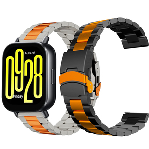 Correas de reloj de acero inoxidable con hebilla de lujo de 3 cuentas para <span class=keywords><strong>Xiaomi</strong></span> Redmi <span class=keywords><strong>Watch</strong></span> 5 Active 5 <span class=keywords><strong>Lite</strong></span> Universal 22mm correas de reloj de acero - Product Image 1