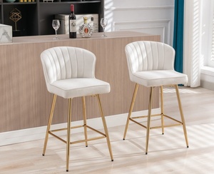Luxe haut dossier Pub Island salle à manger <span class=keywords><strong>pivotant</strong></span> velours or Repose-pieds mariage maison chaises de bar tabourets pour comptoir de cuisine avec pieds en or - Product Image 3