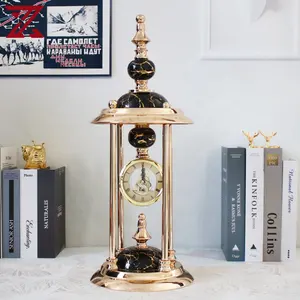 현대 크리 에이 티브 테이블 시계 블랙 유리 골드 스티커 금속 책상 시계 홈 데스크탑