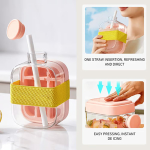 Molde de hielo DIY de verano 2 piezas <span class=keywords><strong>para</strong></span> refrigerador 64 paletas de hielo de plástico, con tapa y contenedor de basura - Product Image 3