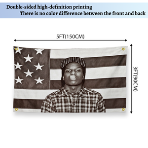 Affiche ASAP <span class=keywords><strong>Rocky</strong></span> avec drapeau 3x5 pieds, Rakim Mayers en chemise à carreaux, impression artistique de musique rap hip hop, OEM ODM - Product Image 5