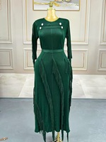 Robe plissée Miyake grande taille, col rond, décontractée, avec franges, ODM, teinture unie, approvisionnement direct