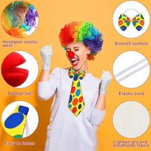 Conjunto de disfraz de payaso, peluca de Nariz de payaso, pajarita, guantes blancos divertidos para Halloween, Navidad, Carnaval, circo, fiesta de Cosplay - Product Image 5