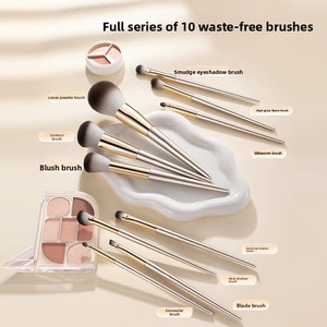 Juego de 10 <span class=keywords><strong>Brochas</strong></span> de Maquillaje con Cerdas de Fibra Sintética Suave, <span class=keywords><strong>Brochas</strong></span> Cosméticas para Rostro y Ojos, Kit Completo de Alto Brillo para Principiantes - Product Image 3