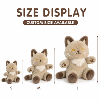 Peluche chaton marron clair personnalisée brodée anti-stress, vente en gros directe d'usine, fabricant OEM ODM d'animaux en peluche à bas prix