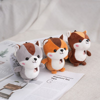 Vente en gros de porte-clés en peluche d'écureuil miniature personnalisé, mignon, rembourré de coton PP, lavé, techniques pour un usage domestique