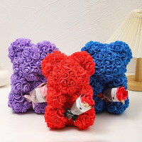 Personnalisable Lovely Mini Bouquet Fleurs Rose Ours en peluche pour cadeau de fête de mariage 25cm Fleurs Pe Rose Ours en peluche avec boîte cadeau