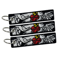 Porte-clés personnalisés en gros avec logo brodé, porte-clés en tissu tissé, étiquette de marque tissée, porte-clés brodé