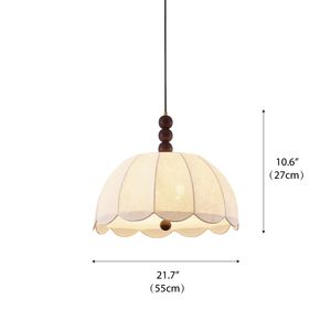 Lampada a Sospensione in Stile Retrò Francese, per Sala da Pranzo e Cucina, in Metallo, Legno e Tessuto, Nuova Lampada a Sospensione in Tessuto Stile Crema Blossom <span class=keywords><strong>di</strong></span> Alta Qualità - Product Image 2