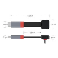 Câble de données et de charge rapide et sûr 3A pour téléphone, adaptateur audio à transfert de données TPE 10 Gbit/s haute vitesse, câble plat coudé à 90 degrés