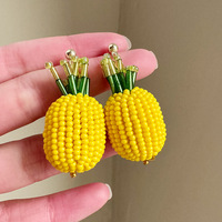 Anting Nanas Anyaman Manik-Manik Buatan Tangan Bergaya Liburan, Anting Cantik, Lucu, dan Penuh Kesenangan, Hadiah Sempurna untuk Teman