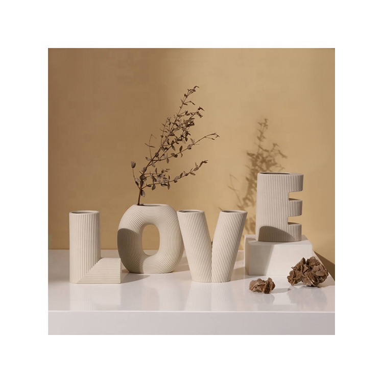 K & B современные скандинавские моранды стиль любовь буквы полоса домашнее украшение фарфоровая ваза для цветов товары для дома керамические вазы