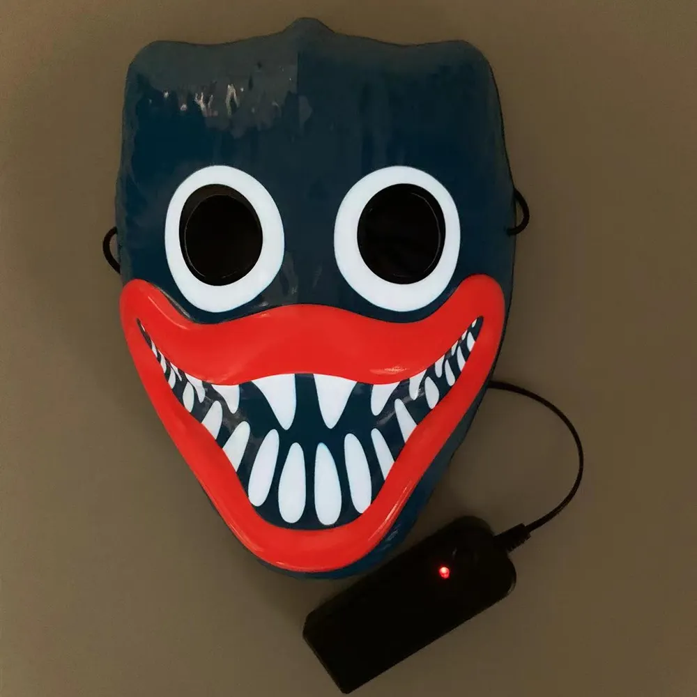 Parlayan LED haşhaş çalma süresi maskesi, popüler cadılar bayramı korkunç korku plastik haşhaş oyun süresi maskesi