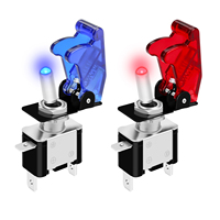 Interrupteur à bascule lumineux pour voiture de course 12V 20A avec LED rouge et couvercle de sécurité pour applications automobiles et marines