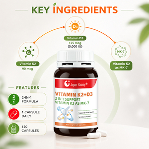 Integratore di <span class=keywords><strong>Vitamina</strong></span> K2 <span class=keywords><strong>con</strong></span> <span class=keywords><strong>D3</strong></span> Shecome di Alta Qualità, 120 Capsule, Supporto per la Salute del Cuore, Supplemento per Adulti - Product Image 3