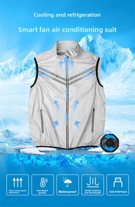 <span class=keywords><strong>Gilet</strong></span> rafraîchissant sans manches avec ventilateur intégré pour <span class=keywords><strong>homme</strong></span>, 100 % polyester, fermeture éclair, bande réfléchissante, tenue de travail climatisée pour l'extérieur - Product Image 6