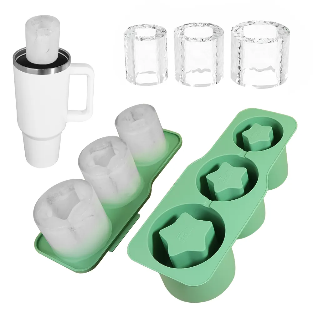 Reusable Silicone Ice Hollow Cylinder Tray Mold Big Ice Cube Maker Mold For Stanley Beer Cup Accessories