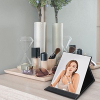 Miroir cosmétique portable pliable de grande taille, en plastique, avec logo personnalisé, pour femmes, outils de maquillage