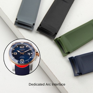 Correas de reloj deportivo aptas para relojes <span class=keywords><strong>Longines</strong></span> con hebilla especial 21mm extremo curvo buceo TPU correas de reloj de goma - Product Image 1
