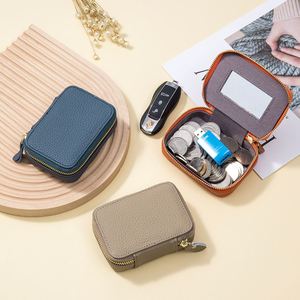 Mini trousse de maquillage portable en cuir de vachette avec miroir, petite boîte à bijoux avec logo - Product Image 3