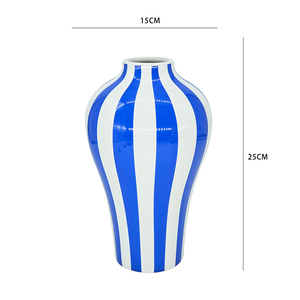 Vase à fleurs en céramique de style <span class=keywords><strong>bleu</strong></span> moderne scandinave, motif losange, décoration de salon - Product Image 2