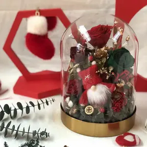 Weiße Weihnachts geschenk dekoration Hochzeits geschenk konservierte Rose in Glaskuppel echte ewige Rosen blume in Glaskuppel geschenken für sie