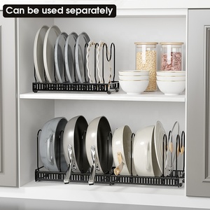 Organisateur casseroles multifonctionnel: Support extensible couvercles, 10 compartiments réglables, pour armoire de <span class=keywords><strong>cuisine</strong></span> - Product Image 3