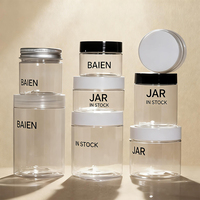 Frascos de cosméticos de perfil bajo de 10oz, botellas reciclables de lujo, tarro redondo para alimentos, embalaje vacío, tarro de crema de 50ml con tapa plateada