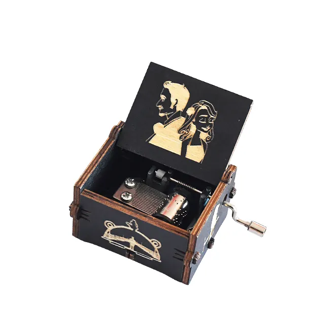 Factory direct new mini customizable wooden hand-cranked music box for gifts