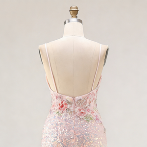 Vestidos <span class=keywords><strong>de</strong></span> Fiesta Largos <span class=keywords><strong>de</strong></span> Satén <span class=keywords><strong>Rosa</strong></span> Elegantes Estilo Sirena OEM sin Mangas con Diseño <span class=keywords><strong>de</strong></span> Flores 3D y Lentejuelas, Cintura Natural, Estilo Maternidad - Product Image 5