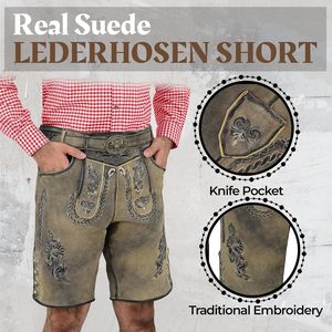 Pantalones de Cuero Bávaros Personalizados para Hombre, Disfraz Tradicional de Oktoberfest, Pantalones Cortos de Cuero con Bordado, Talla Adulto - Product Image 4
