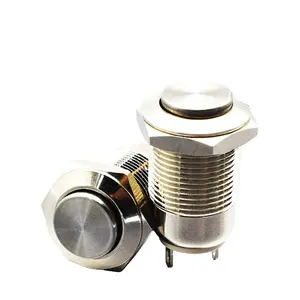 Best quality 12 mm IP67 waterproof momentary locked 2 pin terminal metal push button switch