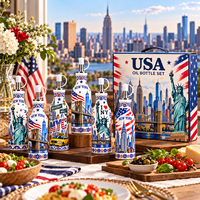 Bouteille d'huile d'olive en céramique souvenir de New York, États-Unis, avec impression de monuments américains, distributeur d'huile en porcelaine pour boutique de souvenirs, cadeau, vente en gros