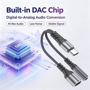 <span class=keywords><strong>Adaptador</strong></span> de Audio 2 en 1, Divisor de Auriculares, Convertidor Auxiliar, Conector para Auriculares, Tipo C a 3.5mm, Cable Auxiliar - Product Image 2