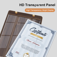 Benutzer definierte Walnuss Desktop Business Lizenz Display Rahmen Tragbare Acryl Zeichen Stand Holz basis Autor isierung Zertifikat Anzeige