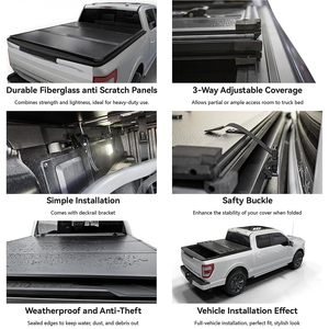 Couverture de benne rigide pliable en trois parties pour Nissan Navara Frontier, couverture de benne en aluminium noir mat, résistante aux intempéries, sans perçage - Product Image 4