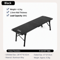 Table de cuisson pliante IGT 5 modules pour le camping en plein air avec cadre en aluminium, mobilier d'extérieur portable