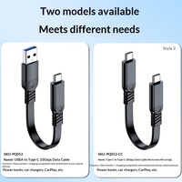 Cable USB 3.2 Dual Tipo-C de 10 Gbps y 60 W con Carga Rápida, Cable Plano de 0.2 m/3 m para Laptop/HDD/Vehículo/Comercial/Cámara/Escáner de Código de Barras