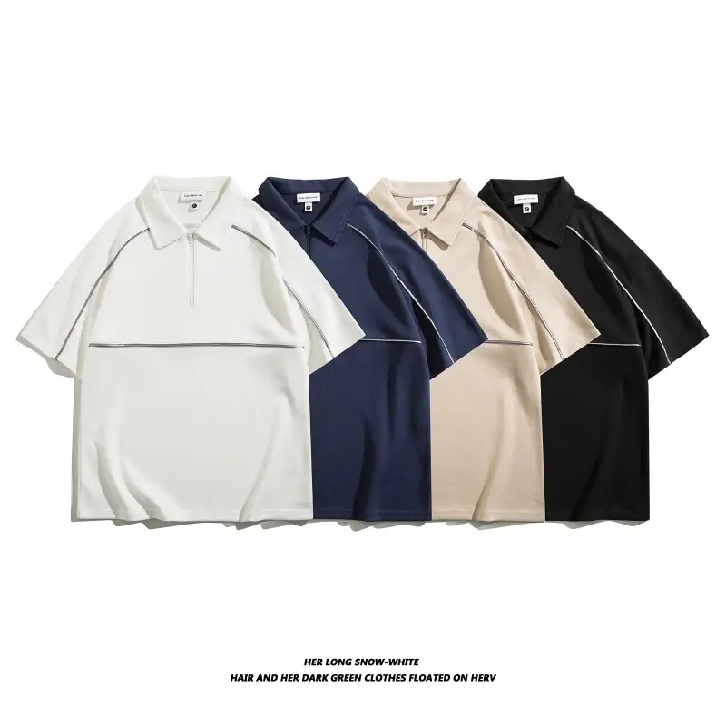 T-shirt polo réfléchissant pour garçons Impression de t-shirts délavés vintage 250G 50% coton 50% polyester T-shirt à manches raglan pour hommes