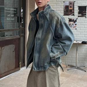 Giacca in Denim da uomo giacca in Denim autunno destrutturato cappotto Casual con cerniera stile Trendy - Product Image 2