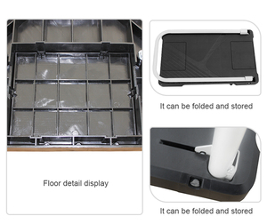 Carro de plástico resistente de cuatro ruedas con asa, plataforma de almacenamiento de carro de mano, remolque Dolly compatible con OEM, carro de compras plegable - Product Image 4