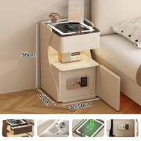 Table de chevet intelligente verrouillable en bois, multifonctionnelle, avec chargeur sans fil, rangement sécurisé, mobilier de chambre moderne