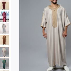 Túnica Musulmana para Hombre, Tallas S-4XL, Camisa Étnica Bordada de Manga Larga, Túnica Musulmana de Oriente Medio, Abaya Islámica para Hombre - Product Image 1