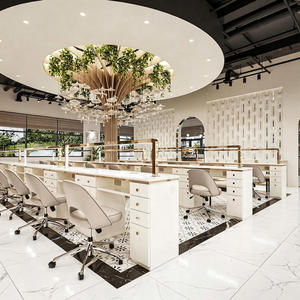 ออกแบบตกแต่งภายในร้านทำเล็บสุดหรู เฟอร์นิเจอร์ร้านเสริมสวยสั่งทำพิเศษ สีครีม โมเดิร์น ไม้ หินอ่อน ทอง พร้อมโซลูชั่นตกแต่งครบวงจร - Product Image 2