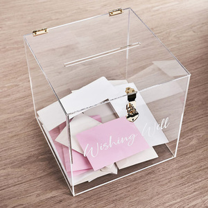 Custom Acrylic Wedding Card Box Decoration Clear Acrylic Wedding Wishing Well Card Box